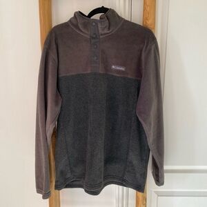 Columbia Gray Two Tone Fleece Sweater 1/4 Snap Buttons Men’s Large Gorpcore